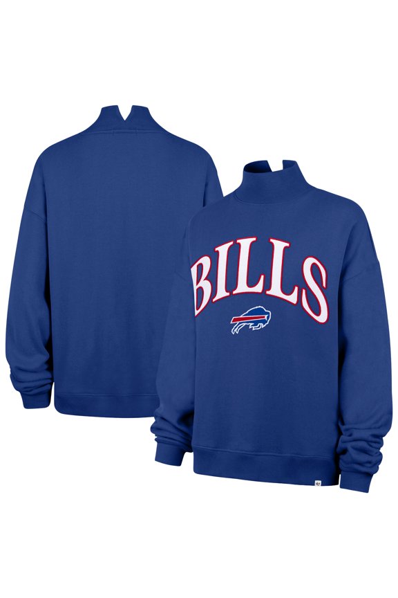 Women's '47 Royal Buffalo Bills Oversized Vantage Mock Neck Sweatshirt