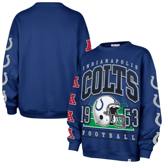 Women's '47  Royal Indianapolis Colts Go Big Oversized Pullover Sweatshirt