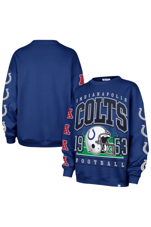 Women's '47 Royal Indianapolis Colts Go Big Oversized Pullover Sweatshirt