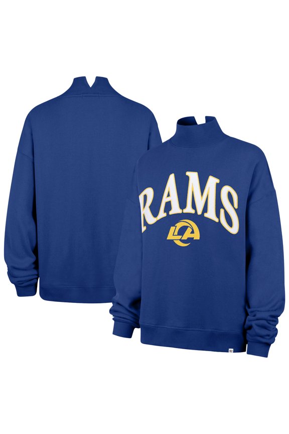 Women's '47 Royal Los Angeles Rams Oversized Vantage Mock Neck Sweatshirt