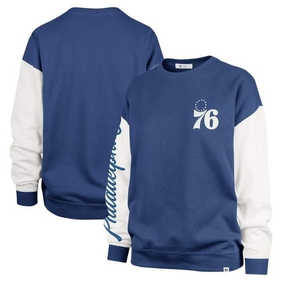 Women's '47 Royal Philadelphia 76ers Rise Andie Oversized Pullover Sweatshirt