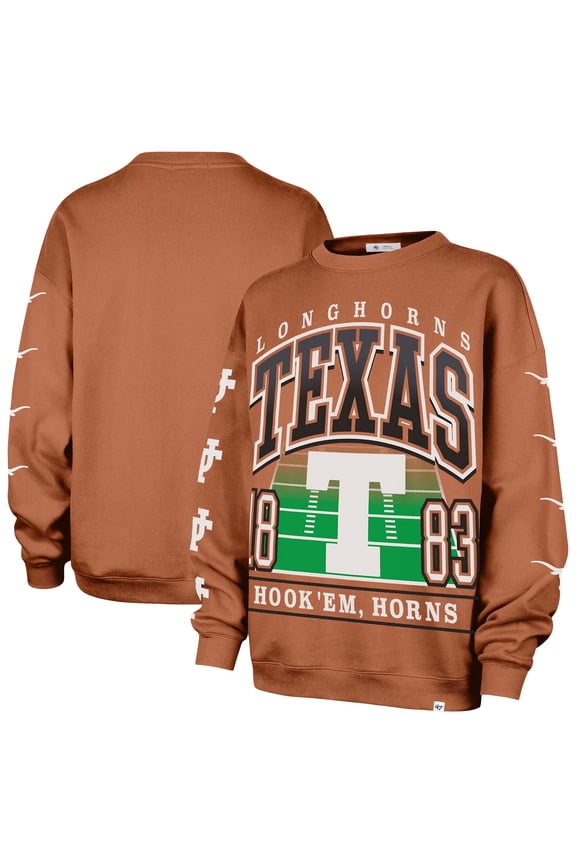 Women's '47 Texas Orange Texas Longhorns Go Big Oversized Pullover Sweatshirt