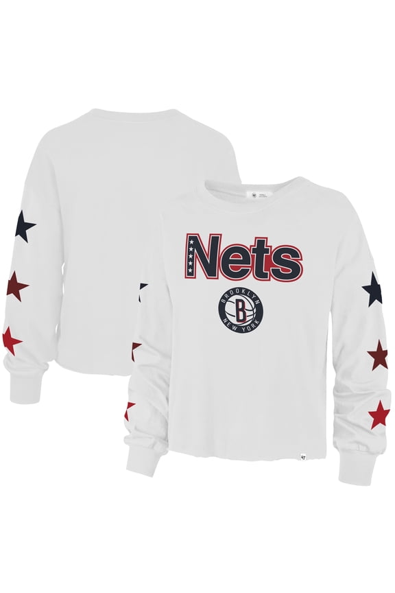 Women's '47 White Brooklyn Nets 2021/22 City Edition Call Up Parkway Long Sleeve T-Shirt