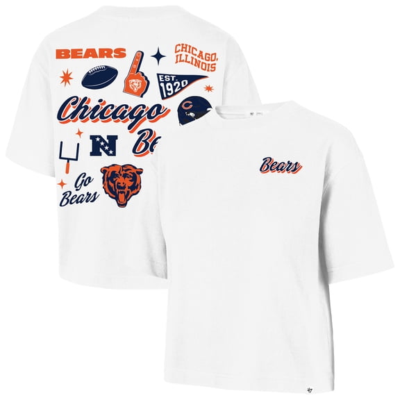 Women's '47 White Chicago Bears Collage Script Reed City T-Shirt