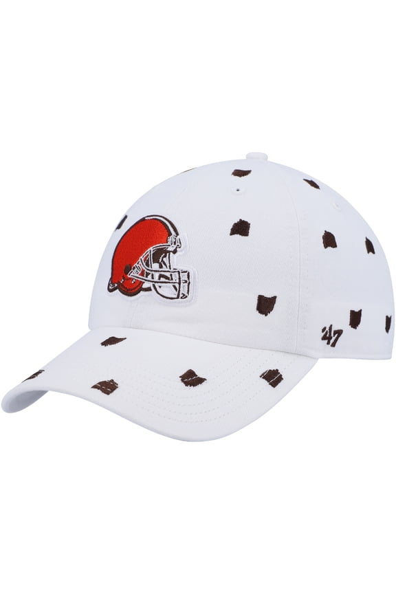 Women's '47 White Cleveland Browns Confetti Clean Up Logo Adjustable Hat