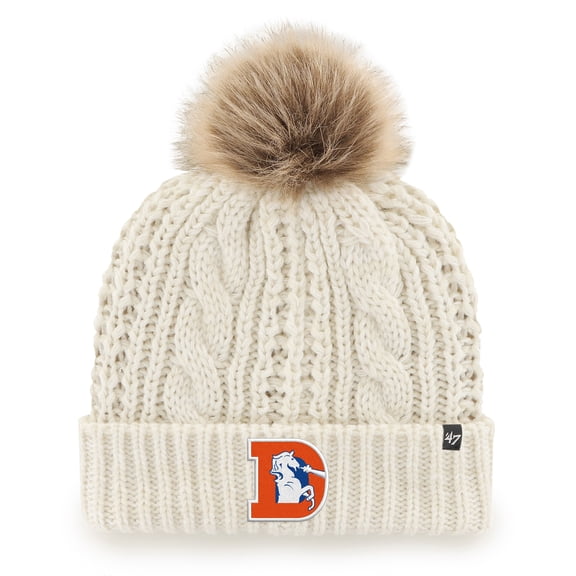 Women's '47 White Denver Broncos Meeko Cuffed Knit Hat with Pom
