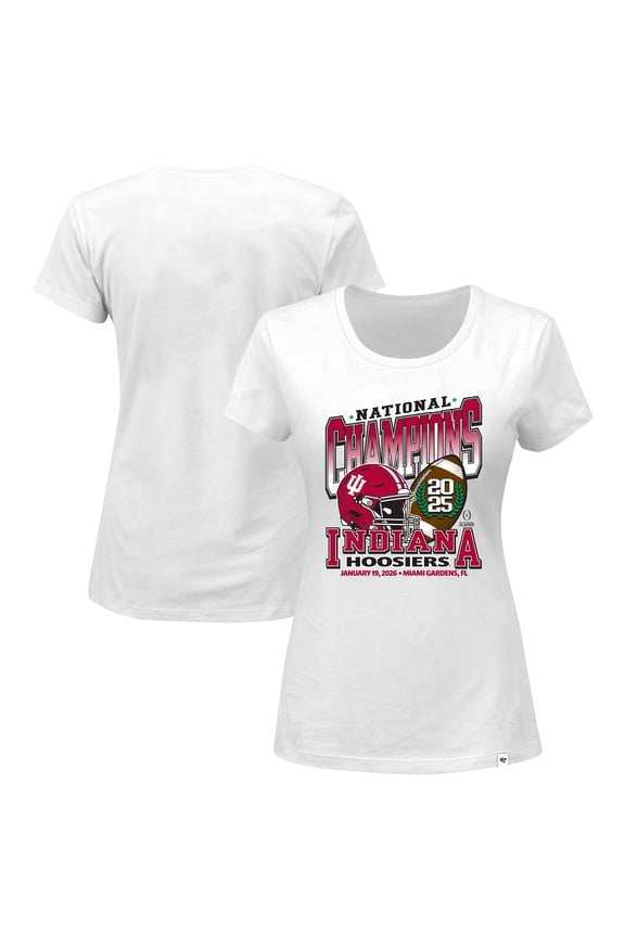 Women's '47 White Indiana Hoosiers College Football Playoff 2025 National Champions Plus Size T-Shirt