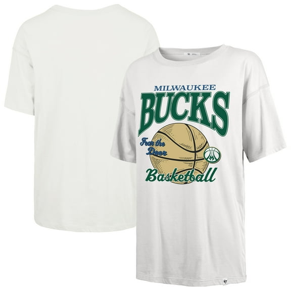 Women's-'47 White Milwaukee Bucks City Edition Down Court Sadie T-Shirt