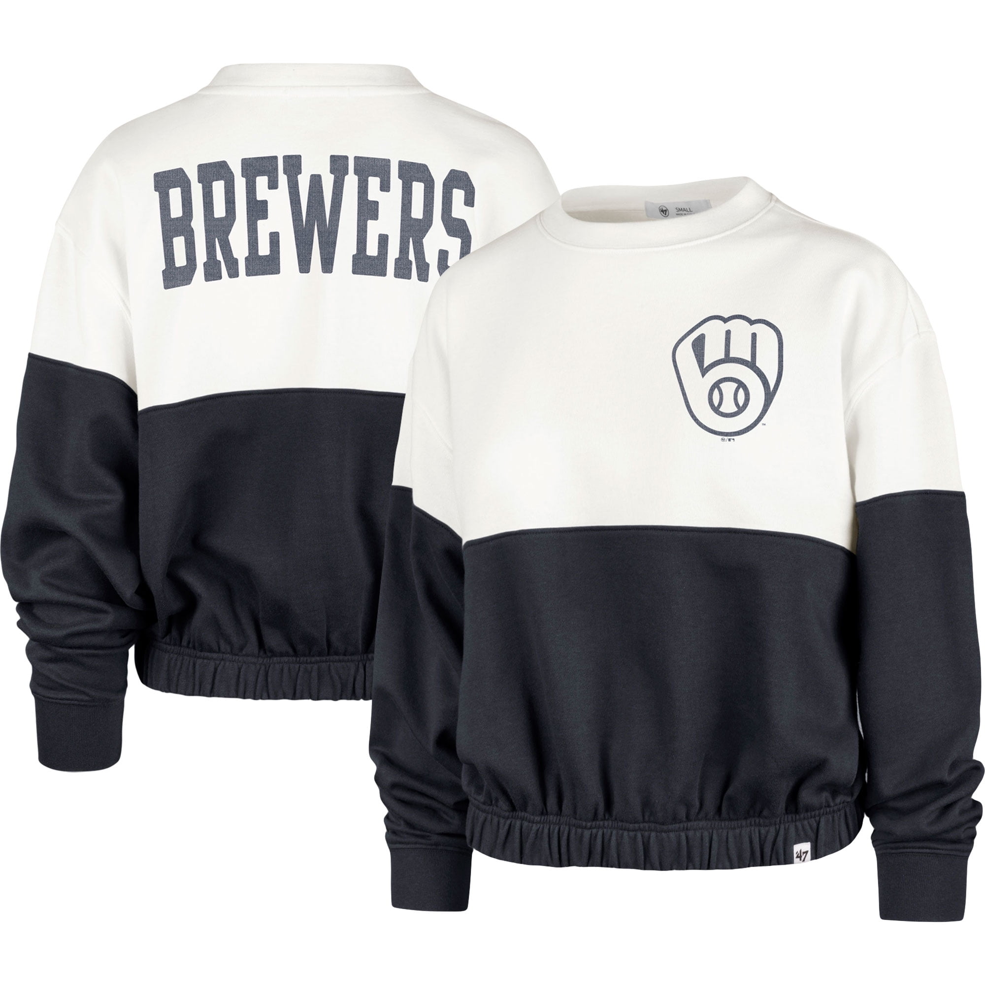 Women s 47 White Navy Milwaukee Brewers Take Two Bonita Pullover Sweatshirt Walmart