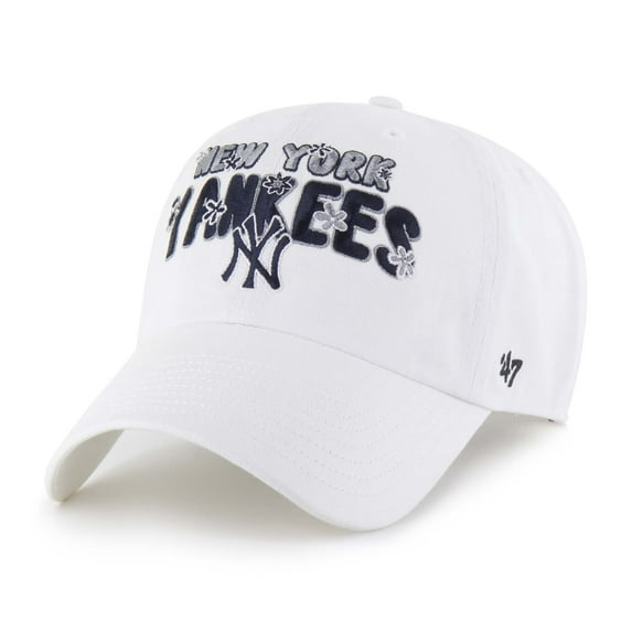 Women's '47 White New York Yankees Flower Power Clean Up Adjustable Hat