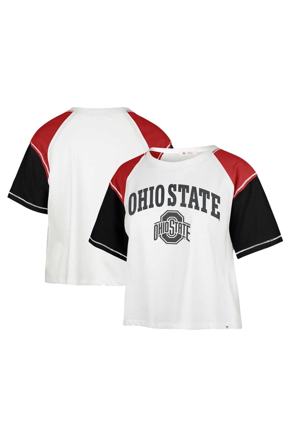 Women's '47 White Ohio State Buckeyes Serenity Gia Cropped T-Shirt