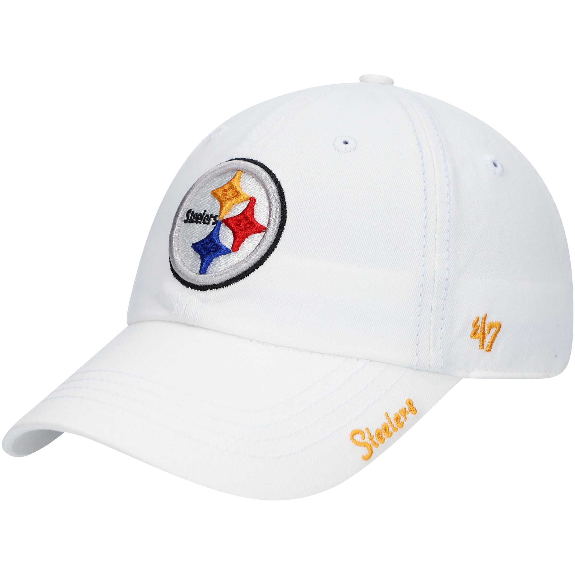 Women's '47 White Pittsburgh Steelers Miata Clean Up Logo Adjustable Hat -  OSFA 