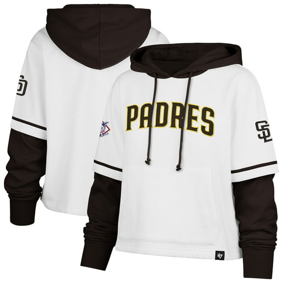 Women's '47 White San Diego Padres Trifecta Shortstop Cropped Pullover Hoodie