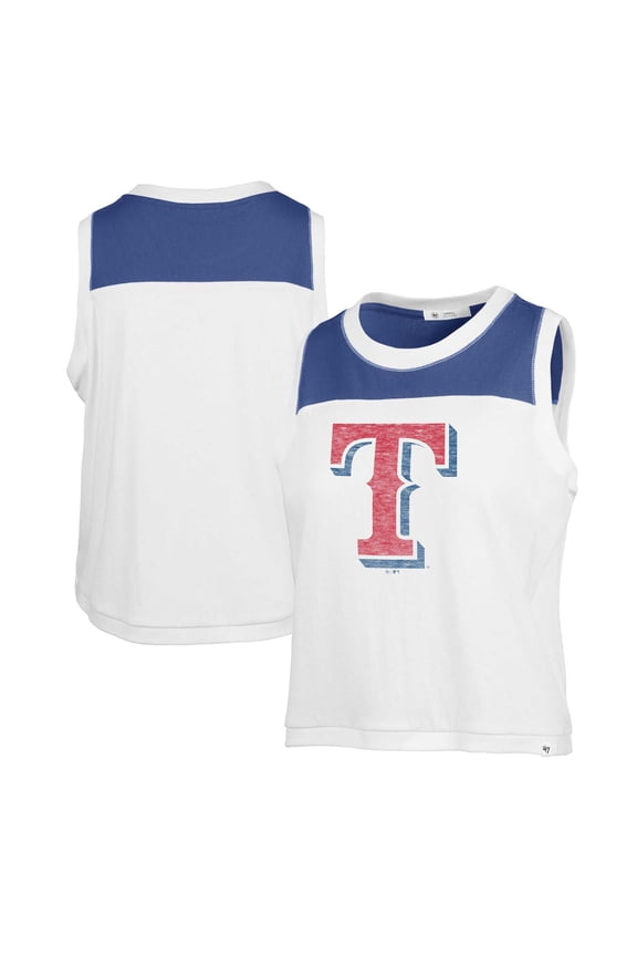 Women's '47 White Texas Rangers Premier Zoey Waist Length Tank Top