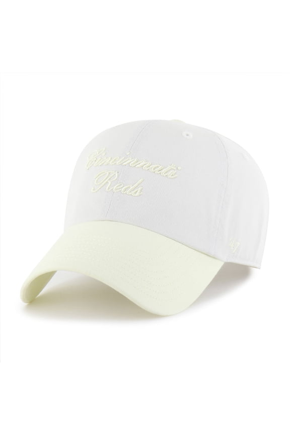 Women's '47 White/Yellow Cincinnati Reds Gelato Two-Tone Clean Up Adjustable Hat