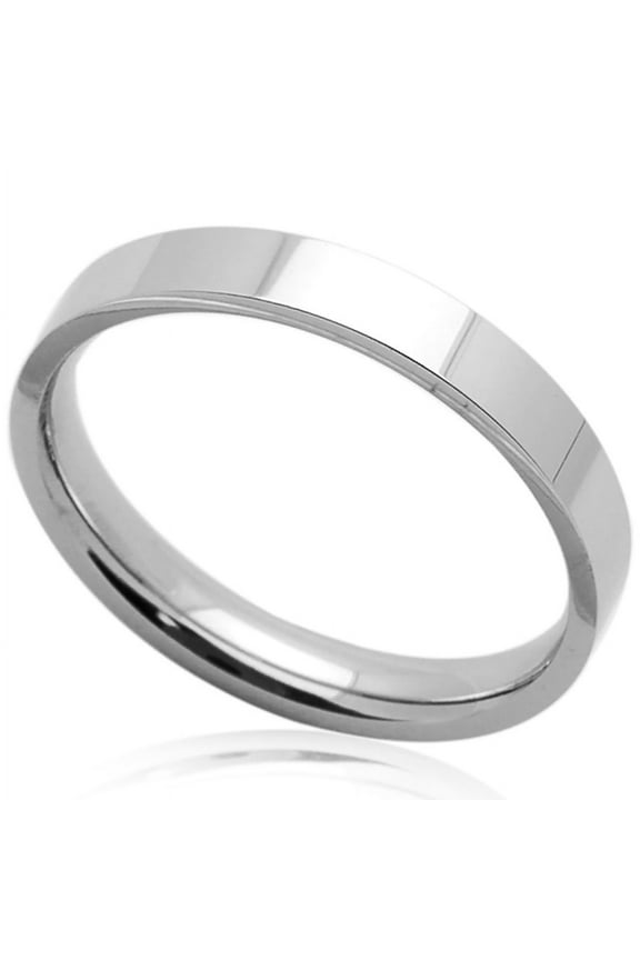 Women's 4MM Comfort Fit Stainless Steel Wedding Band Classic Flat Ring (Size 5 to 12) Size 6