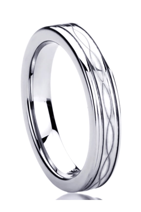 Women's 4MM Titanium Comfort Fit Wedding Band Ring Laser Etched Infinity Patterned Ring (5 to 10)