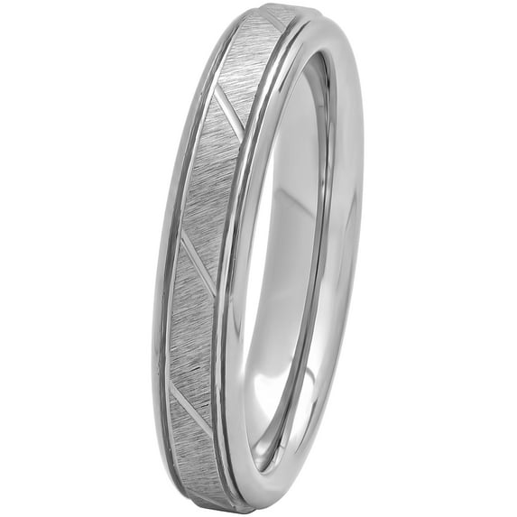 Women's 4MM Tungsten Satin Finished Slash Wedding Band - Women's Ring