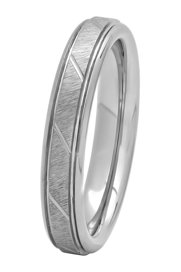 Women's 4MM Tungsten Satin Finished Slash Wedding Band - Women's Ring
