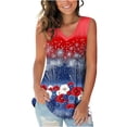 thumbnail image 1 of Women's 4Th of July Patriotic American Flag Print Tank Top, V Neck Sleeveless Casual Top, 1 of 5