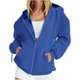 thumbnail image 1 of Women's 4X Plus Size Zip Hoodie Oversized Casual Solid Color Long Sleeve Pocket Jacket​​, 1 of 8