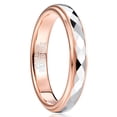 thumbnail image 1 of Women's 4mm Rose Gold Plated Tungsten Rings Silver Multifaceted Wedding Ring Step Edge Size 5-10, 1 of 5