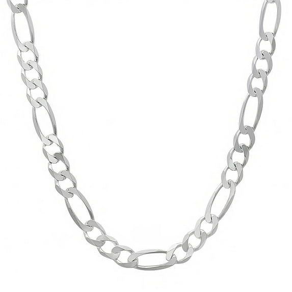Women's 4mm Solid .925 Sterling Silver Flat Figaro Choker Chain Necklace, 16 inches