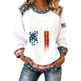 thumbnail image 1 of Women's 4th of July Graphic Hoodless Sweatshirt Patriotic Independence Day Letter Print Style Casual Crewneck Sweatshirt Fall Winter Fashion Top White XL, 1 of 4