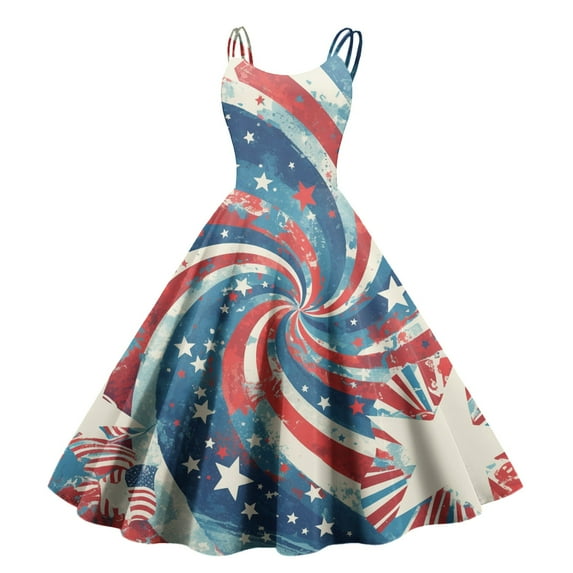 Women's 4th of July Patriotic Dress, Women Off-Shoulder Retro Punk Dress, Sexy Independence Day American Flag Printed Mini Skirt, Bodycon Stretchy Fabric for Summer Parties,Blue L