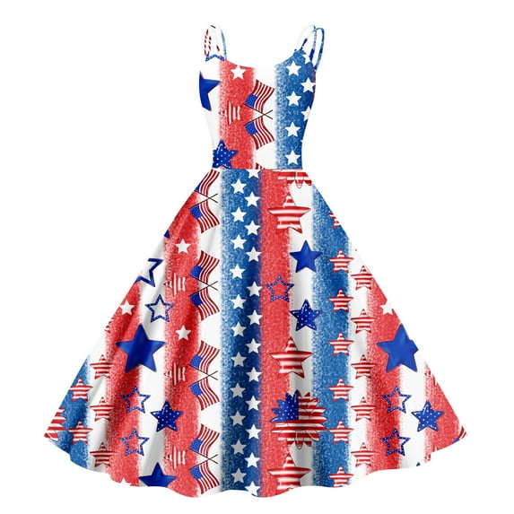 Women's 4th of July Patriotic Dress, Women Retro Punk Off-Shoulder Skirt, Sexy Independence Day American Flag Printed Mini Dress, Bodycon Stretchy Fabric for Summer Events,Light Blue S