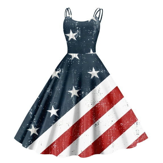 Women's 4th of July Patriotic Dress, Women Retro Punk Off-Shoulder Skirt, Sexy Independence Day American Flag Printed Mini Dress, Bodycon Stretchy Fabric for Summer Events,Navy L