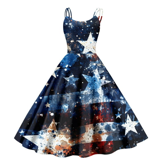 Women's 4th of July Patriotic Dress, Women Retro Punk Off-Shoulder Skirt, Sexy Independence Day American Flag Printed Mini Dress, Bodycon Stretchy Fabric for Summer Events,Blue L