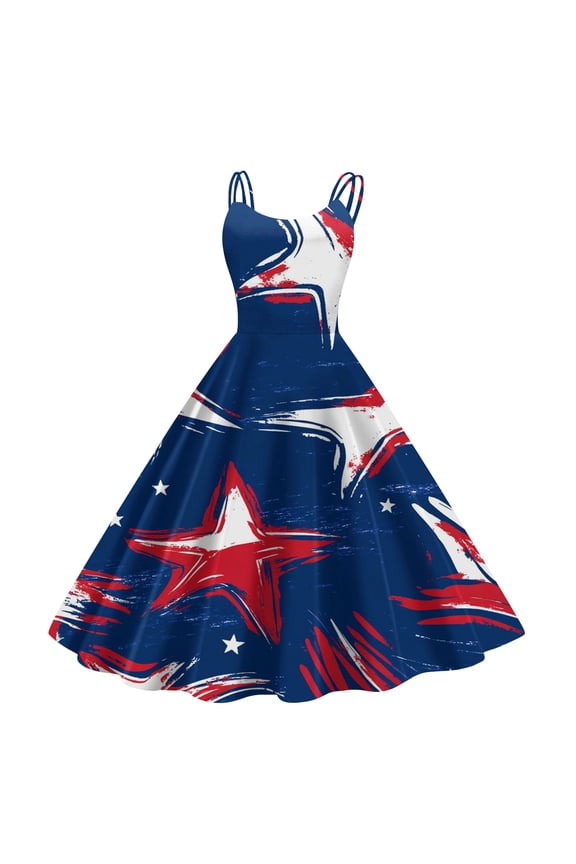 Women's 4th of July Patriotic Dress, Women Sexy Strapless Punk Dress, Independence Day American Flag Printed Vintage Design, Bodycon Mini Skirt for Night Out or Parties,Blue S