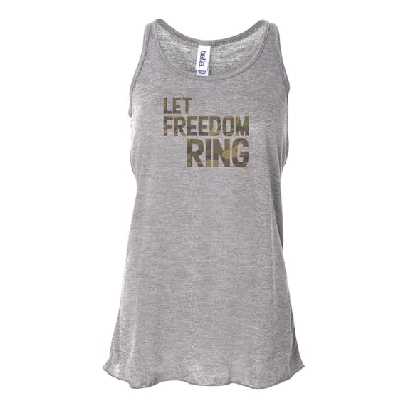 "Women's 4th Of July Racerback, Let Freedom Ring Camo, Soft Bella Canvas, 4th Of July Tank, Indedpendence Day, Camo Racerback, Labor Day Tank, Athletic Grey, MEDIUM"
