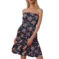 thumbnail image 1 of Women's 4th of July Bandeau Dress, Sleeveless Casual Tank Dress with Side Pockets, Stylish Holiday Outfit for Concerts and Festivals,Dark Blue M, 1 of 5
