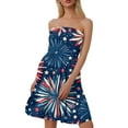 thumbnail image 1 of Women's 4th of July Bandeau Dress, Sleeveless Casual Tank Dress with Side Pockets, Stylish Holiday Outfit for Concerts and Festivals,Royal Blue L, 1 of 5