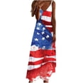 thumbnail image 1 of Women's 4th of July Fashion V Neck Independence Day Print Long Skirt Dresses for Women Memorial Fitted Sleeveless Dresses, 1 of 5