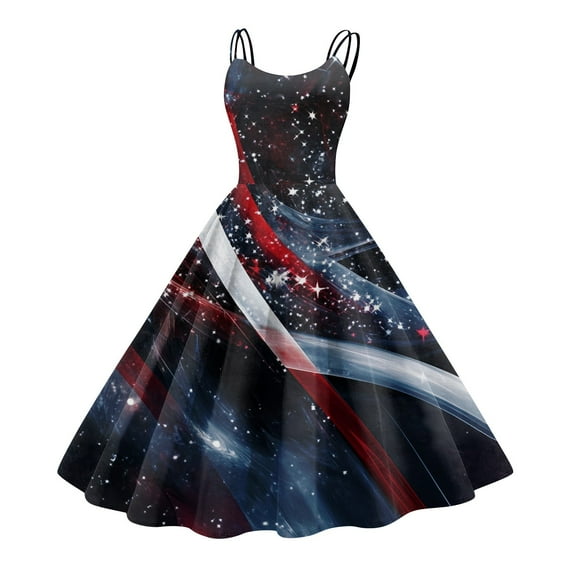 Women's 4th of July Patriotic Dress, Women Retro Punk Style Off-Shoulder Dress, Independence Day American Flag Printed Bodycon Mini Skirt,Black L