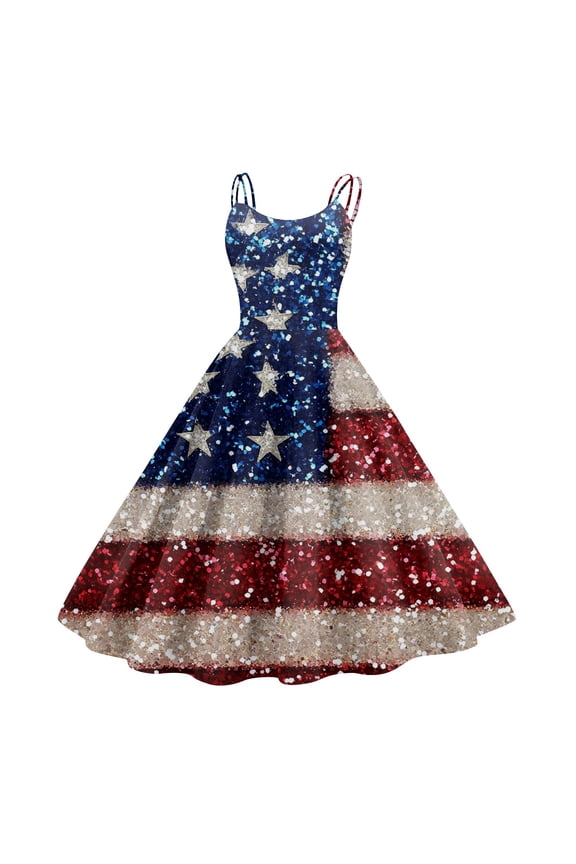 Women's 4th of July Patriotic Dress, Women Retro Punk Style Off-Shoulder Dress, Independence Day American Flag Printed Bodycon Mini Skirt,Blue 2XL