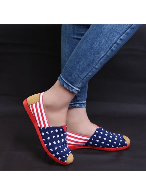 Women’s 4th of July Patriotic Flip Flops USA Flag Slide Sandals Non-Slip Beach Pool Casual EVA Lightweight Flat Sandals