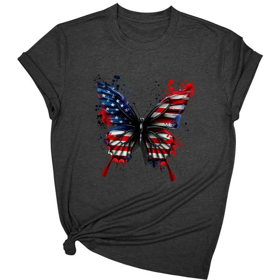 Women's 4th of July Patriotic T-Shirt – American Flag Graphic Print Crewneck, Funny Independence Day Summer Top 2025 (Premium Cotton Short Sleeve)