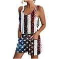 thumbnail image 1 of Women's 4th of July Romper - Floral Print Adjustable Strap Wide Leg Shorts, 1 of 5