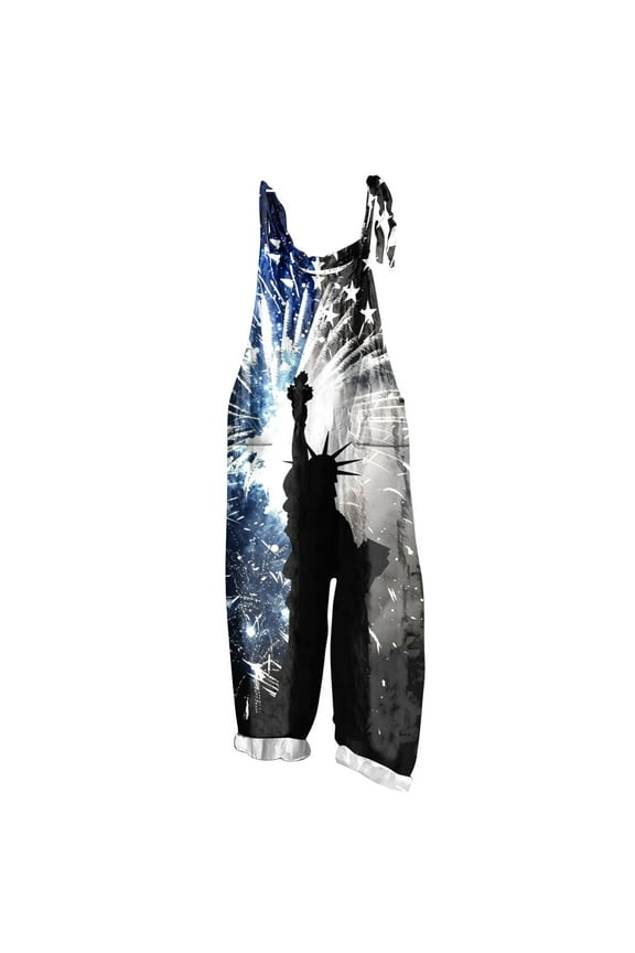 Women's 4th of July Romper - Stars & Stripes Adjustable Strap Jumpsuit