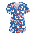 thumbnail image 1 of Women's 4th of July Scrubs Top Short Sleeve Nursing Uniform V Neck Soft Stretchy Holiday Patriotic T Shirts, 1 of 5