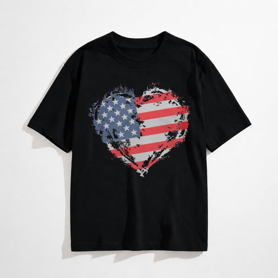 Women's 4th of July T Shirts American Flag Print Patriotic Independence Day Summer Basic Short Sleeve Tees Tops