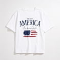 thumbnail image 1 of Women's 4th of July T-Shirts USA Shirt Memorial Day Red White and Blue Patriotic Shirts American Flag Graphic Tops, 1 of 8