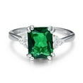 thumbnail image 1 of Women's 5.3ct Emerald Cut Created Green Emerald 925 Sterling Silver Engagement Ring, 1 of 5