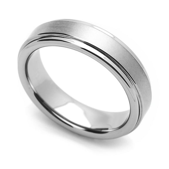 Women's 5.5MM Comfort Fit Tungsten Carbide Wedding Band Brushed Center Grooved Edges Ring (5 to 12), 6