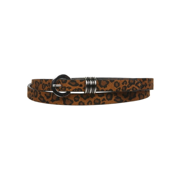 Women's 5/8" Faux Leopard Animal Fur Skinny Non Leather Belt