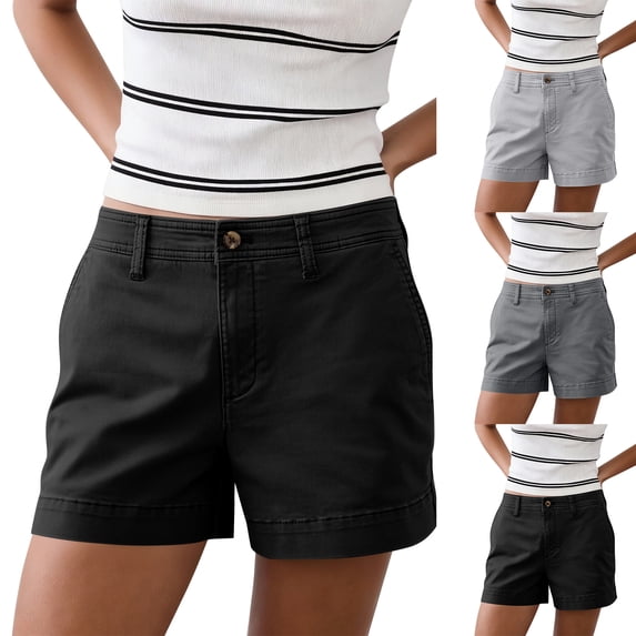 Women's 5-Inch Inseam Elastic Waist Linen Blend Summer Shorts
